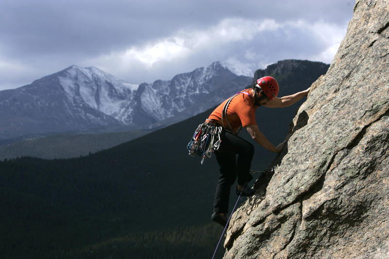Jim Davidson climbs near Longs Peak outside of Estes Park, Colorado.
