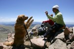 Dog and climbers on a Fourteener in Colorado